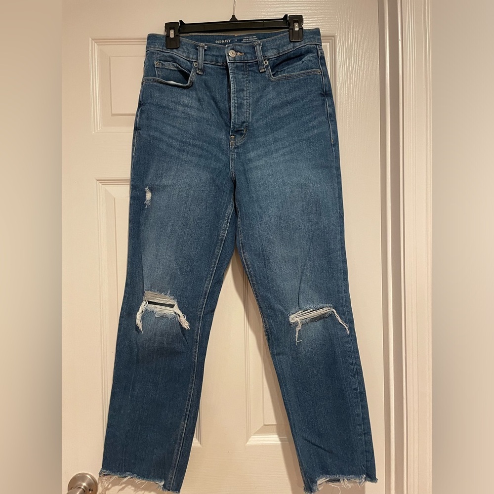 Old Navy Extra High Rise Straight‎ Leg Jeans Button fly Size 8